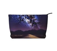 AMREWQYL Night in the Desert Trousse de maquillage en velours côtelé imprimé Trousse de toilette de voyage Pochette, noir, One Size