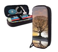 AMREWQYL Oak Tree in Winter at Sunset Trousse de rangement en cuir imprimé
