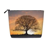 AMREWQYL Oak Tree in Winter at Sunset Trousse de toilette de voyage en chanvre, noir, One Size
