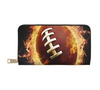 AMREWQYL Portefeuille en cuir imprimé football américain flamboyant pour femme, blanc, One Size