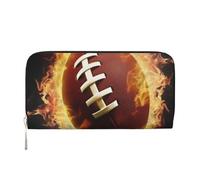 AMREWQYL Portefeuille en cuir imprimé football américain flamboyant pour femme, noir, One Size