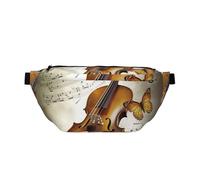 AMREWQYL Sac banane décontracté imprimé papillon et violoncelle, noir, One Size