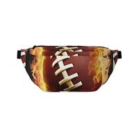 AMREWQYL Sac banane imprimé football américain flamboyant, sac de poitrine décontracté, noir, One Size