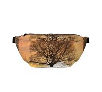 AMREWQYL Sac de poitrine décontracté imprimé Oak Tree in Winter at Sunset, noir, One Size