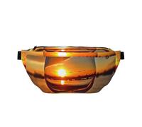 AMREWQYL Sac de poitrine décontracté imprimé verre à vin au coucher du soleil, noir, One Size