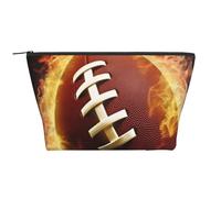 AMREWQYL Sac de rangement quotidien imprimé football américain flamboyant, trousse de toilette de voyage, noir, One Size