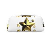 AMREWQYL Trousse à crayons en cuir 3D avec fermeture éclair et étoiles dorées