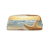 AMREWQYL Trousse à crayons en cuir avec fermeture éclair 3D Motif étoiles de mer