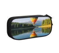 AMREWQYL Trousse à crayons imprimée avec inscription « Hot Balloon Above The Calm Lake »