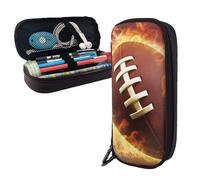 AMREWQYL Trousse de rangement en cuir imprimé football américain flamboyant