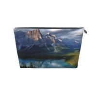 AMREWQYL Trousse de toilette de voyage en cuir imprimé Banff National Park, Argenté, One Size