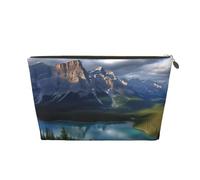 AMREWQYL Trousse de toilette de voyage en cuir imprimé Banff National Park, doré, One Size
