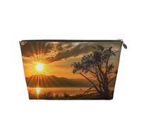 AMREWQYL Trousse de toilette de voyage en cuir imprimé Last Sun Rays, doré, One Size