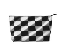 AMREWQYL Trousse de toilette de voyage en velours côtelé avec drapeau à carreaux Noir/blanc, noir, One Size