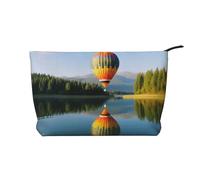 AMREWQYL Trousse de toilette de voyage en velours côtelé imprimé montgolfière Above The Calm Lake, noir, One Size