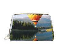 AMREWQYL Trousse de toilette en cuir imprimé montgolfière Above The Calm Lake, blanc, One Size