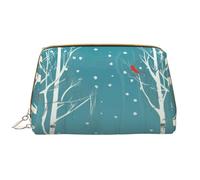 AMREWQYL Trousse de toilette portable en cuir imprimé arbre de Noël Merry Christmas, blanc, One Size