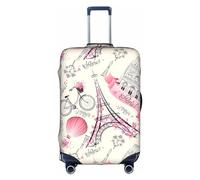 Amrole Housse de protection pour valise de 45,7 à 76,2 cm - Rose vintage - Machine à coudre, Romantic Paris Tour Eiffel Bycicle, M