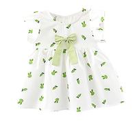 amropi Bébé Fille Carotte Imprimée Robe Coton Volants Manches Casual Été Robes Vert Blanc,6-12 Mois