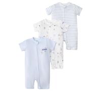 amropi Bébé Filles Lot de 3 Grenouillères À Rayures Barboteuse Manches Courtes Bodys Fermeture Eclair Combinaison 18-24 Mois, Style11