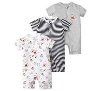 amropi Bébé Filles Lot de 3 Grenouillères À Rayures Barboteuse Manches Courtes Bodys Fermeture Eclair Combinaison 12-18 Mois, Style10