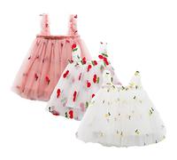 amropi Bébé Filles Lot de 3 Tutu Robe de Princesse sans Manches en Tulle d'été Rose Amande Blanc,12-18 Mois