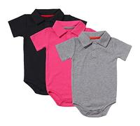 amropi Bébé Garçons Body Lot de 3 Bodies à Manches Courtes Coton D'été Combinaison 12-18 Mois,Noir/Rosa/Gris