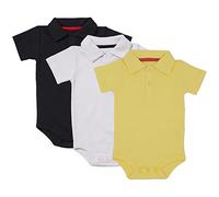 amropi Bébé Garçons Body Lot de 3 Bodies à Manches Courtes Coton D'été Combinaison 3-6 Mois,Noir/Blanc/Jaune