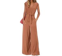 amropi Ensemble Femme Elegant Col en V Manche Courts Longues Pantalon Large Loungewear Set