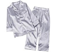amropi Ensemble Pyjama De Famille Pyjamas en Soie Vêtement de Nuit Ensembles pour Femme Enfant Blanc,XL