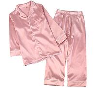 amropi Ensemble Pyjama De Famille Pyjamas en Soie Vêtement de Nuit Ensembles pour Femme Enfant Rose,3-4 Ans