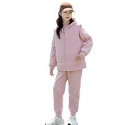 amropi Fille 3 Pièces Survêtement Gilet à Capuche et Sweat-Shirt et Pantalons de Jogging Ensemble de Tenues Rose,5-6 Ans