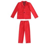 amropi Garçons Costume Blazer élégant de fête de Mariage Enfant 2 Pièces Ensemble de Veste et Pantalon Rouge,9-10 Ans
