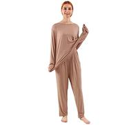 amropi Pyjamas Femme Pyjama Ensemble Manche Longue Vêtements de Nuit en Col Rond Grande Taille Blé,6XL