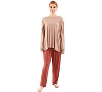 amropi Pyjamas Femme Pyjama Ensemble Manche Longue Vêtements de Nuit en Col Rond Grande Taille Blé Bourgogne,7XL