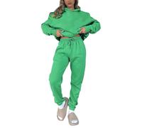amropi Survêtement Femme Ensemble Chaud Pullover Sweat-Shirt à Capuche et Pantalon Jogging Vert, XXL