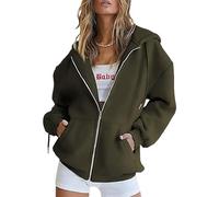 amropi Sweat-Shirt Femme Sweat à Capuche Zippé Hoodie Sport Veste Manche Longue Manteau Vert Armée,XL