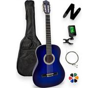 AMROVA - Guitare Classique 4/4 Droitier + Housse + Sangle + Accordeur + Cordes + Médiators + Cours Vidéo Offerts (Bleu, 4/4, Droitier)