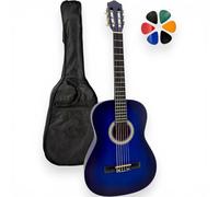AMROVA - Guitare Classique Adulte 4/4 Gaucher + Housse Sac à Dos + 6 Médiators + Cours Vidéo Offerts - Cordes Nylon, Livrée Accordée (Bleu, 4/4, Gaucher)