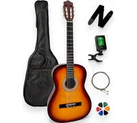 AMROVA - Guitare Classique Enfant 3/4 Gaucher (8-12 ans) + Housse + Sangle + Accordeur + Cordes + Médiators + Cours Vidéo Offerts (Sunburst, 3/4, Gaucher)
