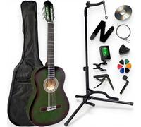 AMROVA - Pack Guitare Classique 4/4 Droitier + Support Pied + Housse Sac à Dos + 11 Accessoires + CD & Cours Vidéo (Vert, 4/4, Droitier)
