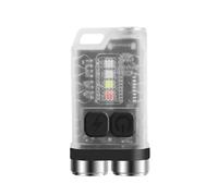 AMRTTWY Lampe de poche LED, Mini Lampe Torche Portable Rechargeable Par USB, Porte-clés Magnétique Avec Lumière Clignotante Rouge Et Bleue,Rechargeable(White)