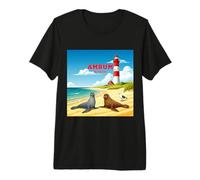 AMRUM Mer du Nord Île Plage Schleswig-Holstein Frise du Nord T-Shirt Haut de Gamme
