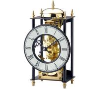 AMS 1180 Horloge de table métal noir or mécanique avec sonnerie vintage antique