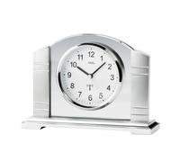 AMS 5142 Horloge de table radio argenté métal brossé avec verre Horloge de table radio
