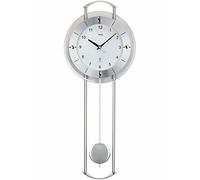 AMS 5254 Pendule murale radio avec radio Pendule moderne de couleur argent/blanc