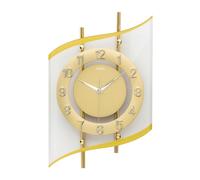 AMS 5505 Horloge murale radiofréquence analogique dorée moderne galbée avec verre