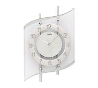 AMS 5506 Horloge murale radiofréquence analogique argentée moderne courbe avec verre