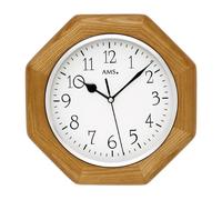 AMS 5512 Horloge murale radiofréquence analogique cadre en bois couleur chêne octogonal
