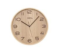 AMS 5514 Horloge murale radio analogique bois naturel brun